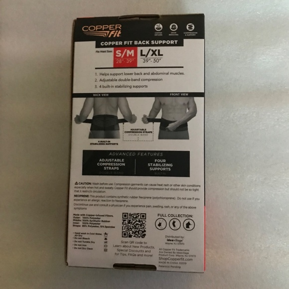 Copper Fit Back Pro Copper Infused Unisex Size S/M 28”-39” Back Belt - Picture 6 of 14